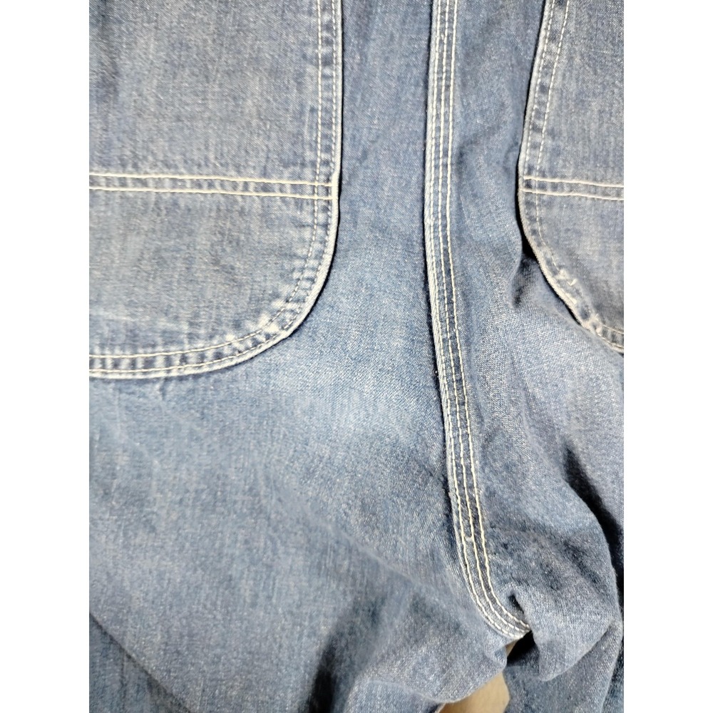 Vintage Big Mac Bib Overalls Mens Large Blue Denim Square Bak Workwear 70s - Picture 8 of 10